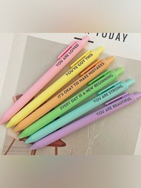 Inspirational Pen Set of 6 Motivational Quote Teacher Gifts Cute Stationery